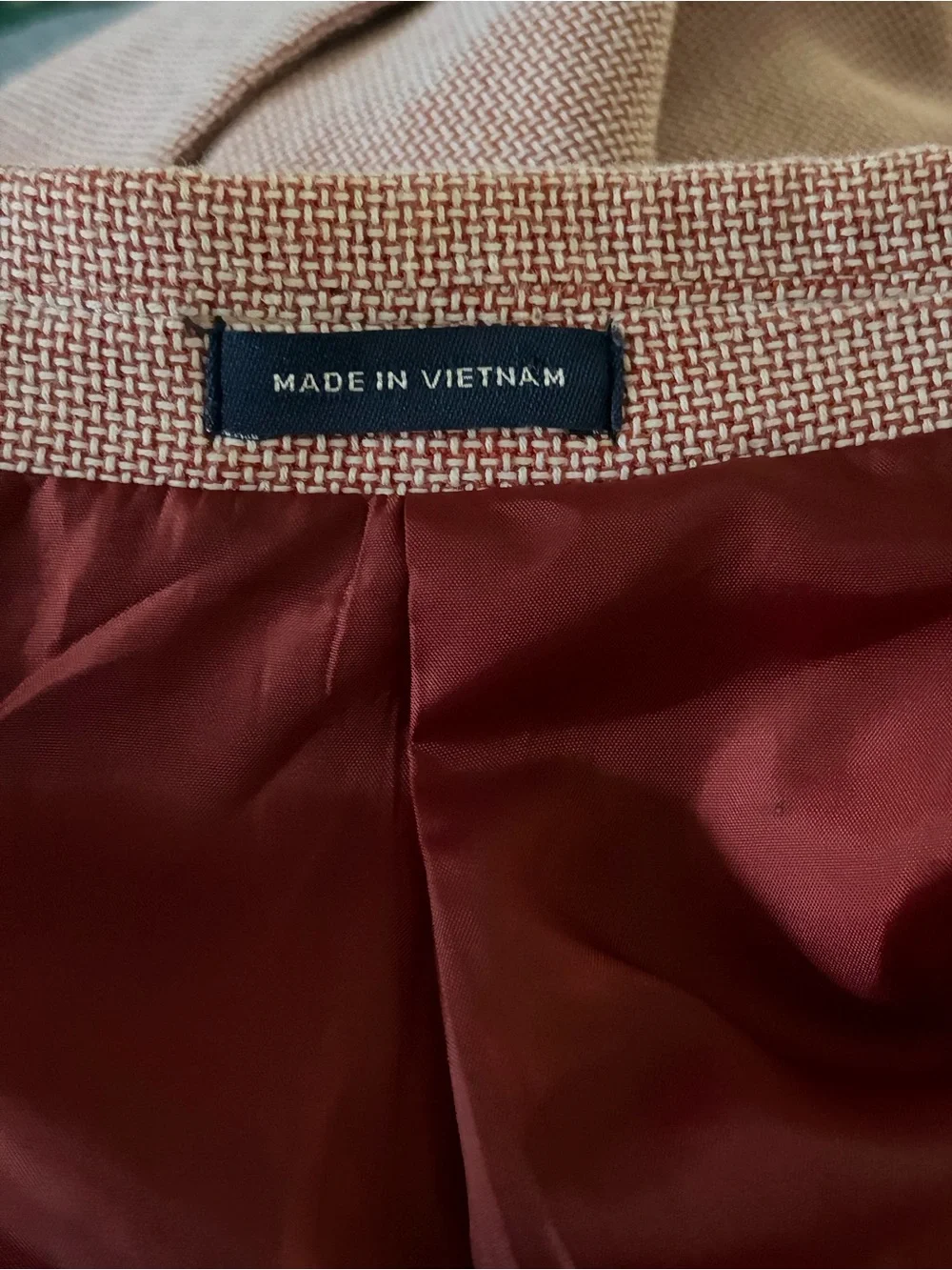 Stafford red white basket weave Single Breast Sport Coat blazer 48R 100% cotton